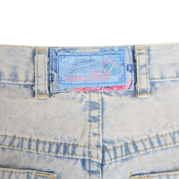 80s Vintage Denim Mini Skirt Hawaii Tropical Print Size 9/10 Juniors‎ Gitano - Picture 3 of 9